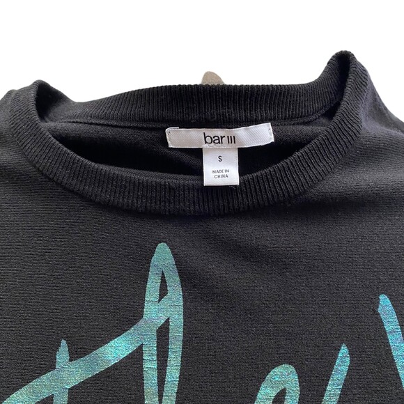 BAR III - Foil Print To the Moon Pullover Crop Sweater Size Small - Picture 6 of 6